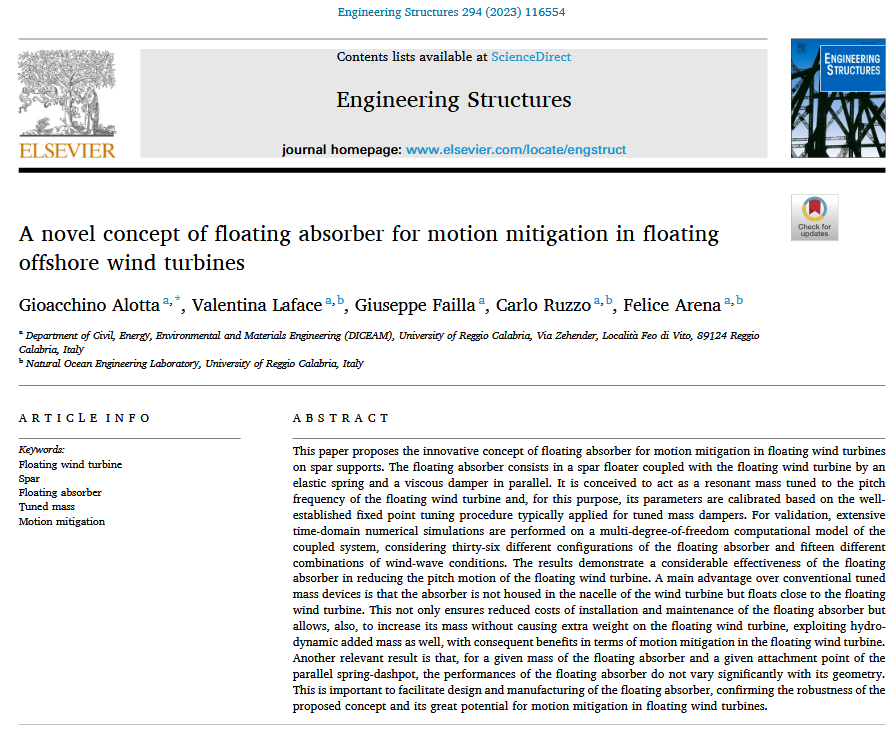 A novel concept of floating absorber for motion mitigation in floating offshore wind turbines