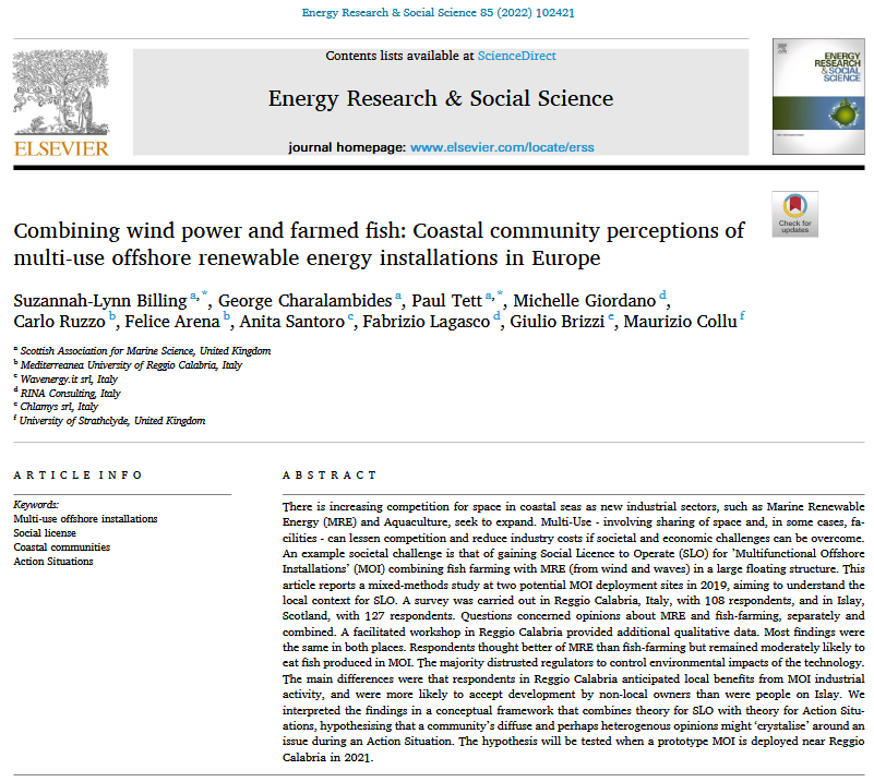 Combining wind power and farmed fish: Coastal community perceptions of multi-use offshore renewable energy installations in Europe