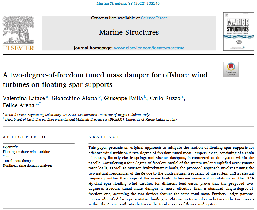 A two-degree-of-freedom tuned mass damper for offshore wind turbines on floating spar supports