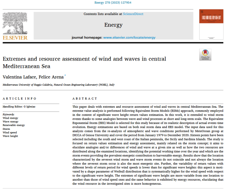 Extremes and resource assessment of wind and waves in central Mediterranean Sea