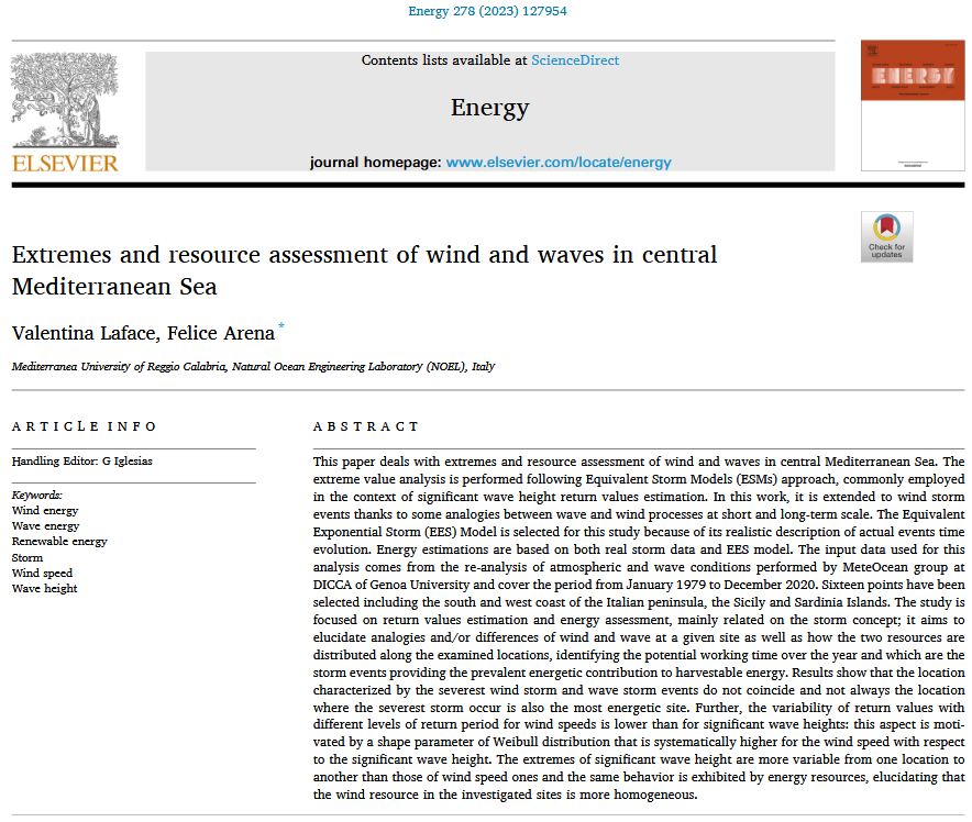 Extremes and resource assessment of wind and waves in central Mediterranean Sea