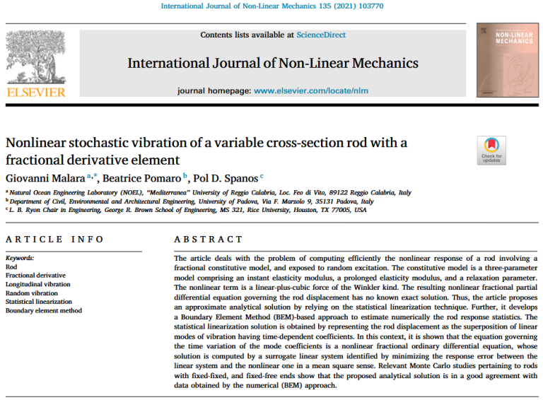 Nonlinear stochastic vibration of a variable cross-section rod with a fractional derivative element