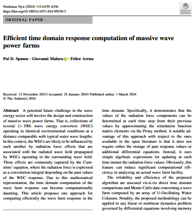 Efficient time domain response computation of massive wave power farms