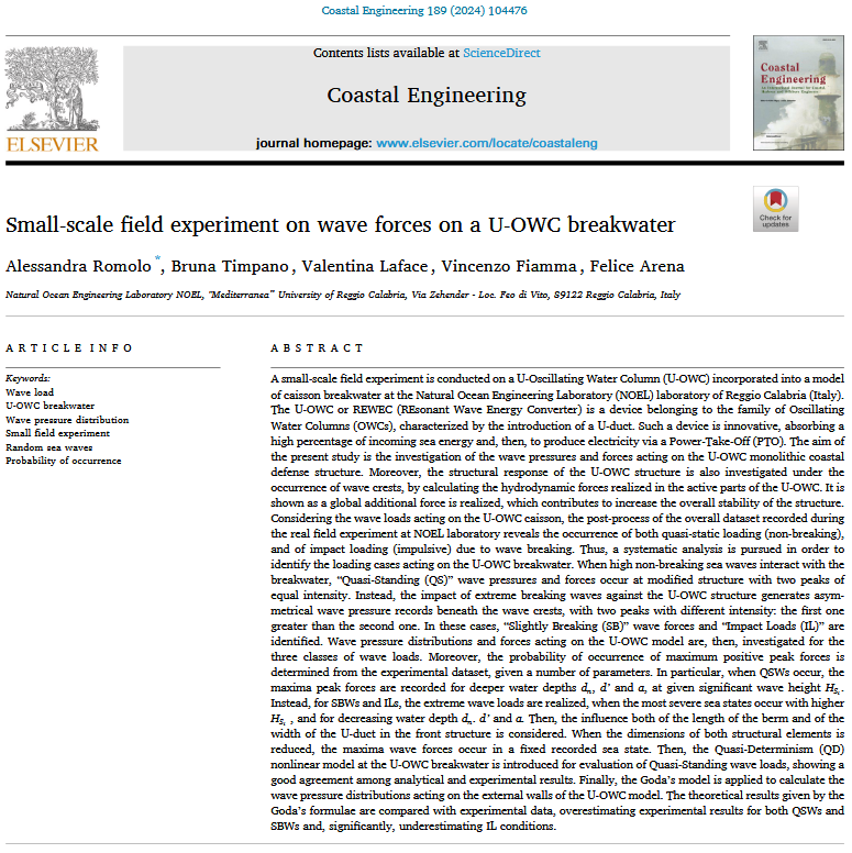 Small-scale field experiment on wave forces on a U-OWC breakwater