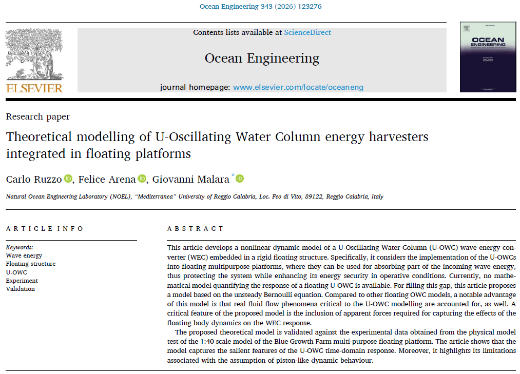 Theoretical modelling of U-Oscillating Water Column energy harvesters integrated in floating platforms