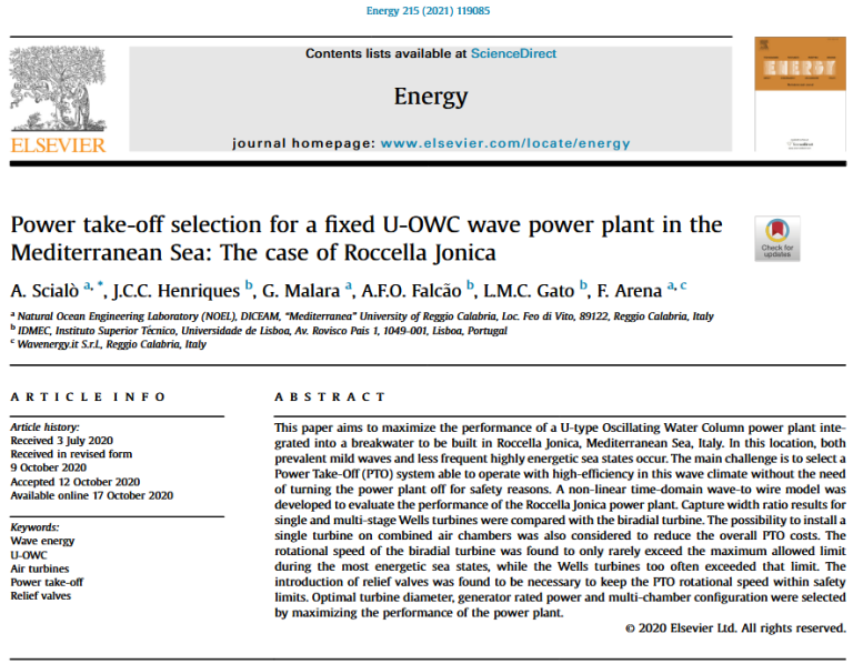 Power take-off selection for a fixed U-OWC wave power plant in the Mediterranean Sea: The case of Roccella Jonica