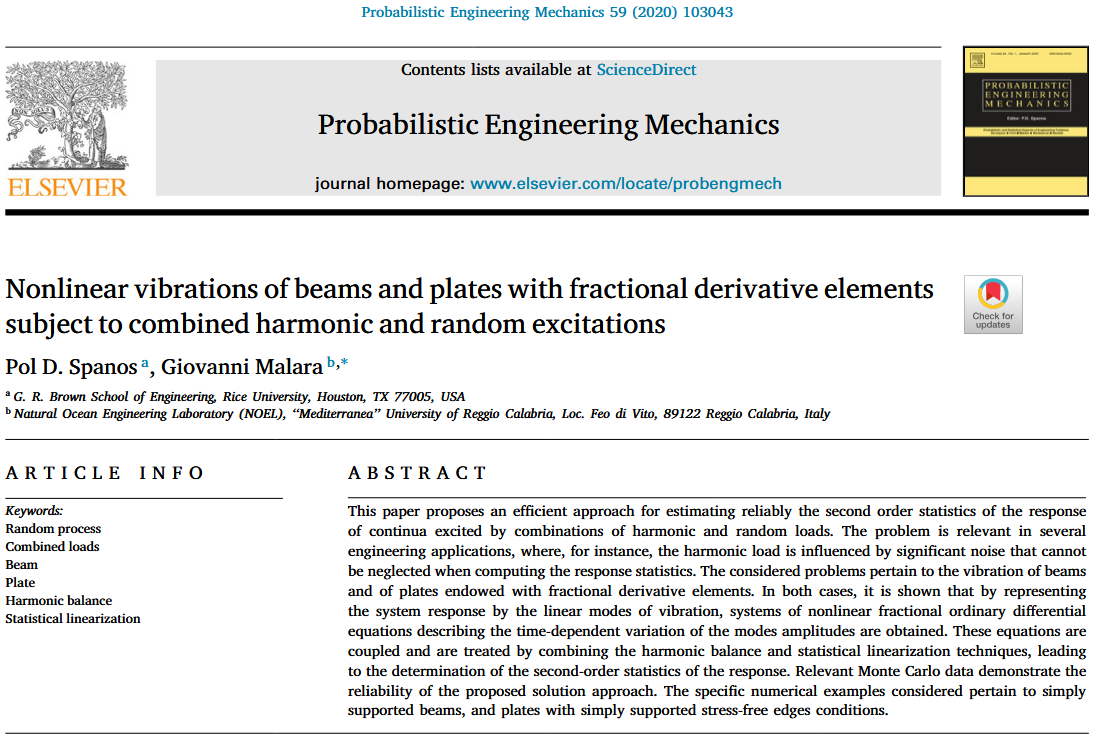 Nonlinear vibrations of beams and plates with fractional derivative elements subject to combined harmonic and random excitations