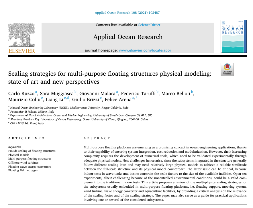 Scaling strategies for multi-purpose floating structures physical modeling: state of art and new perspectives